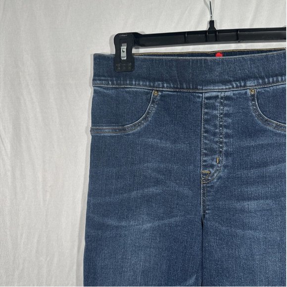 NWT $128 Spanx [ Small ] Cropped‎ Flare Fray Hem Jeans in Blue Medium Wash - Picture 8 of 14